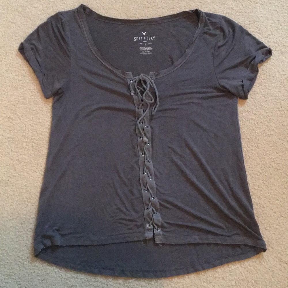 Dark Gray Tie Up Tshirt